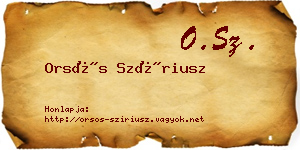 Orsós Szíriusz névjegykártya